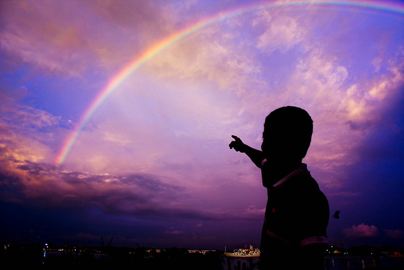 star seed illustrated by pointing at a rainbow at dusk